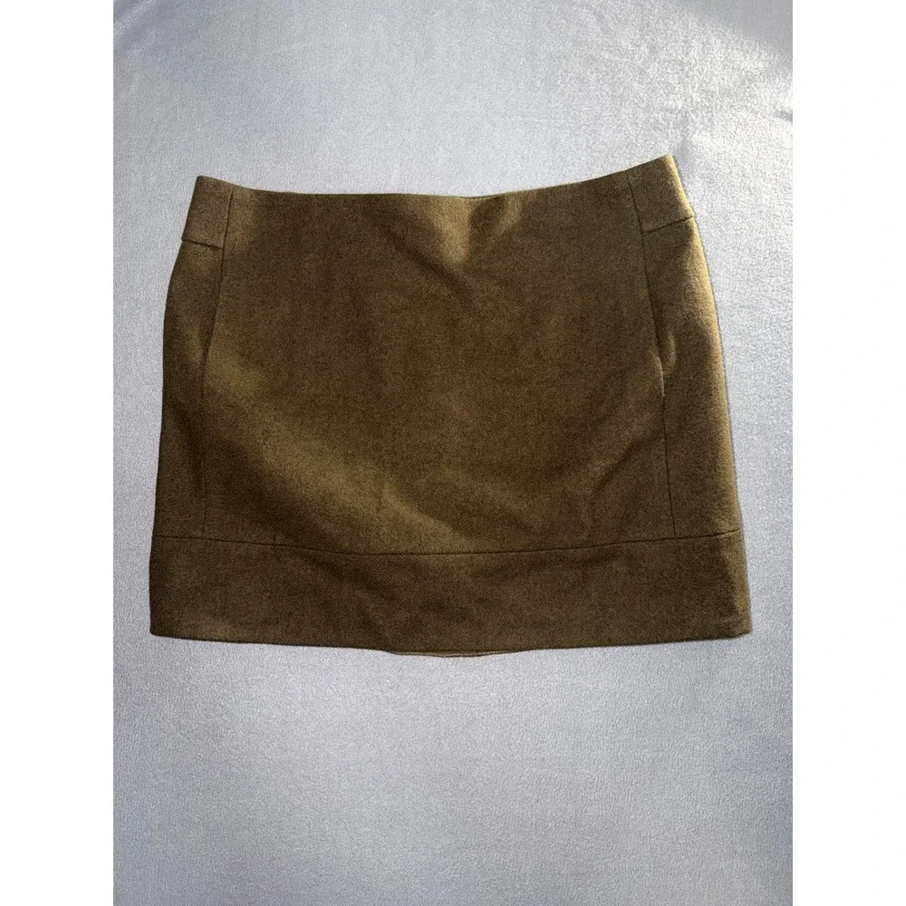 J. Crew Womens 8 Olive Green Wool Blend Mini Skirt Dark Academia Quiet Luxury‎